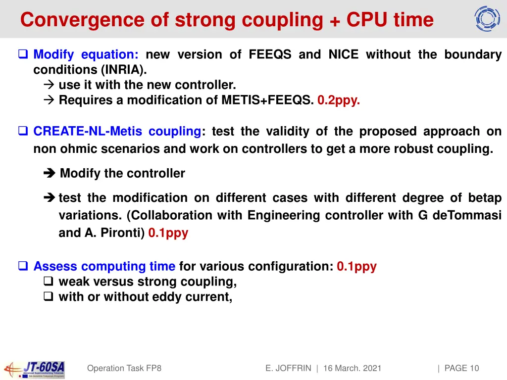 convergence of strong coupling cpu time