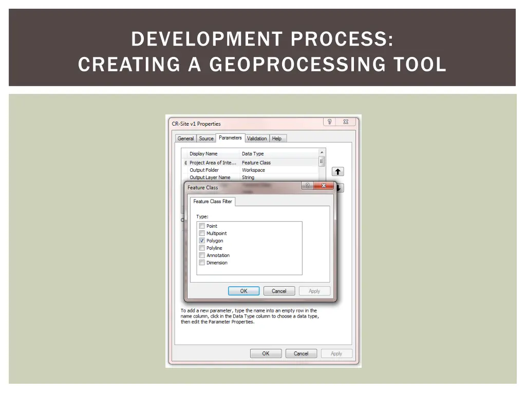 development process creating a geoprocessing tool