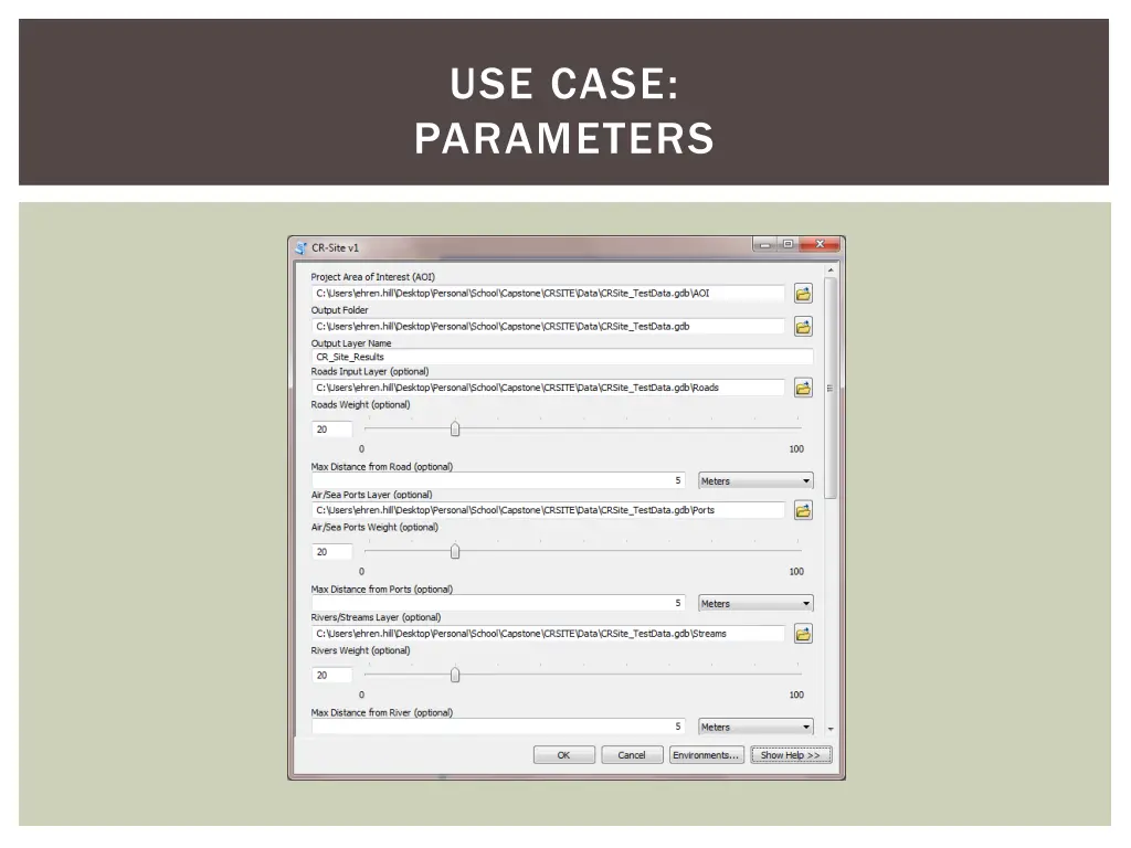 use case parameters