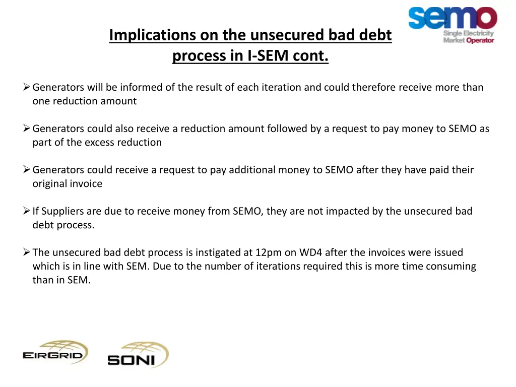 implications on the unsecured bad debt process 1