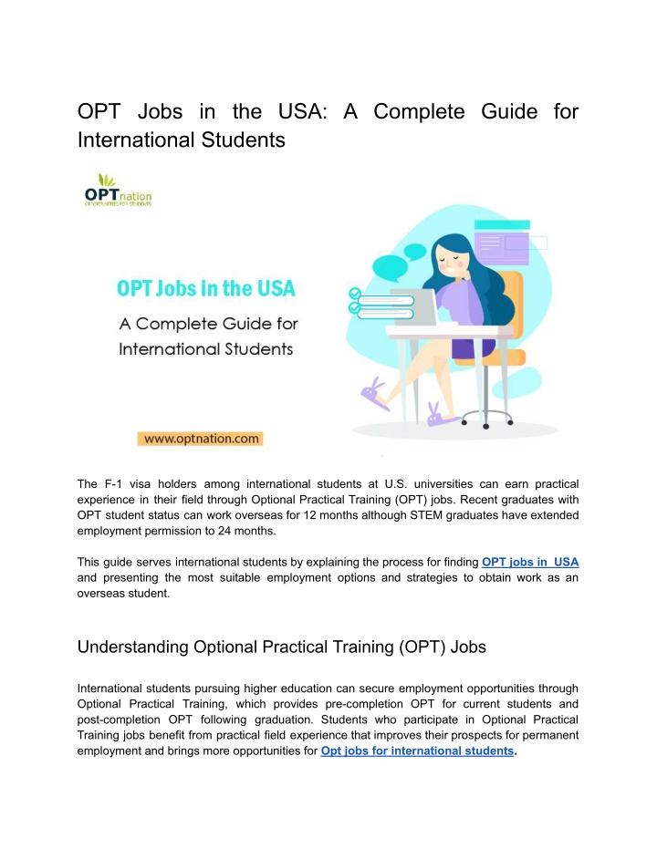 opt jobs in the usa a complete guide