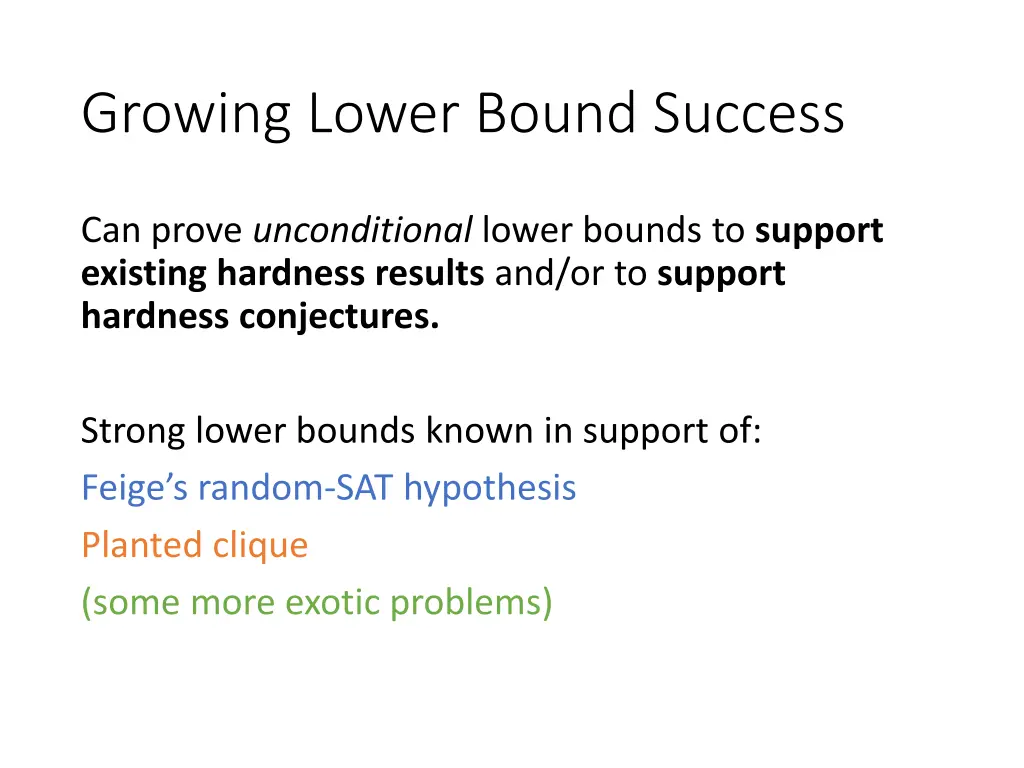 growing lower bound success