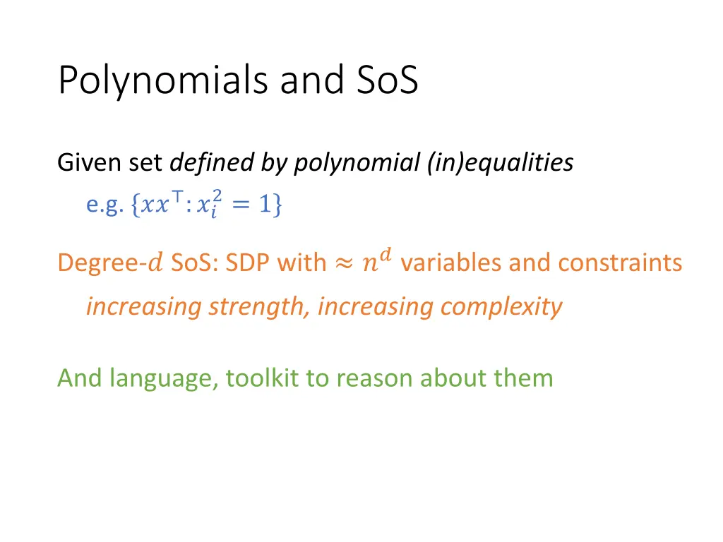 polynomials and sos
