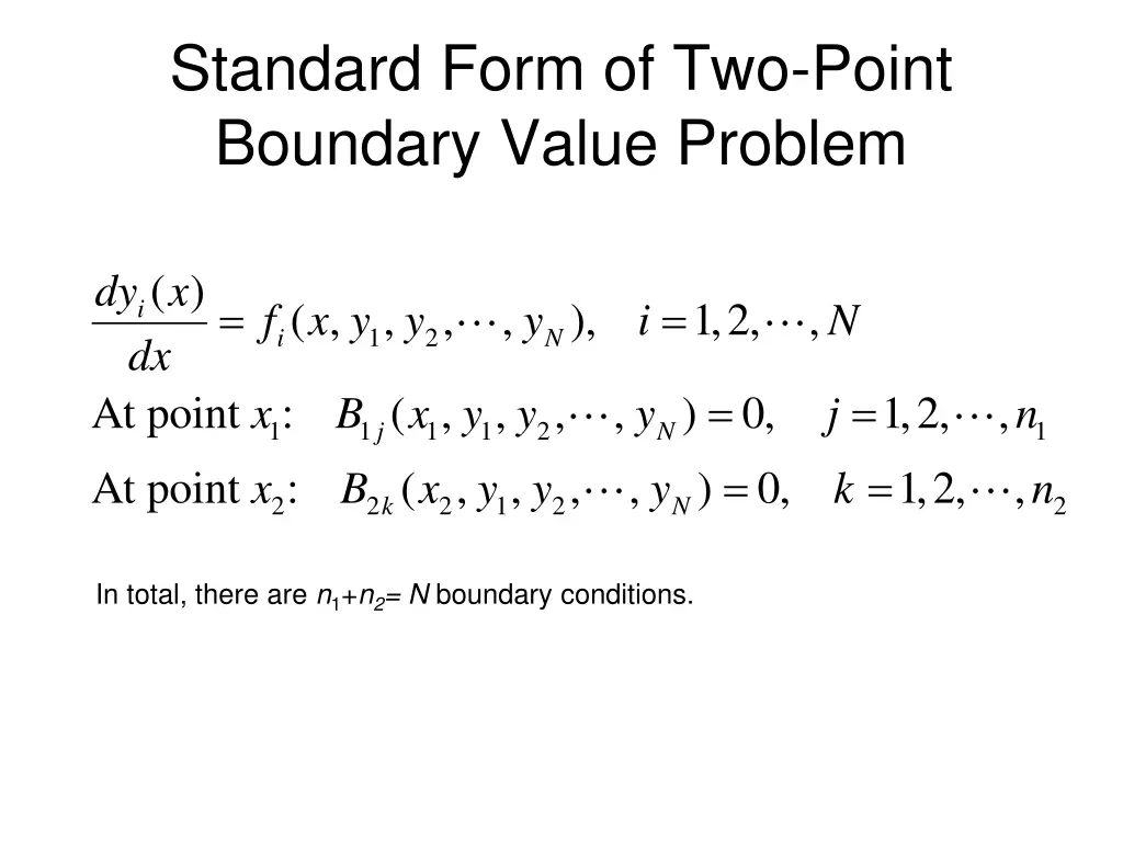 standard form of two point boundary value problem