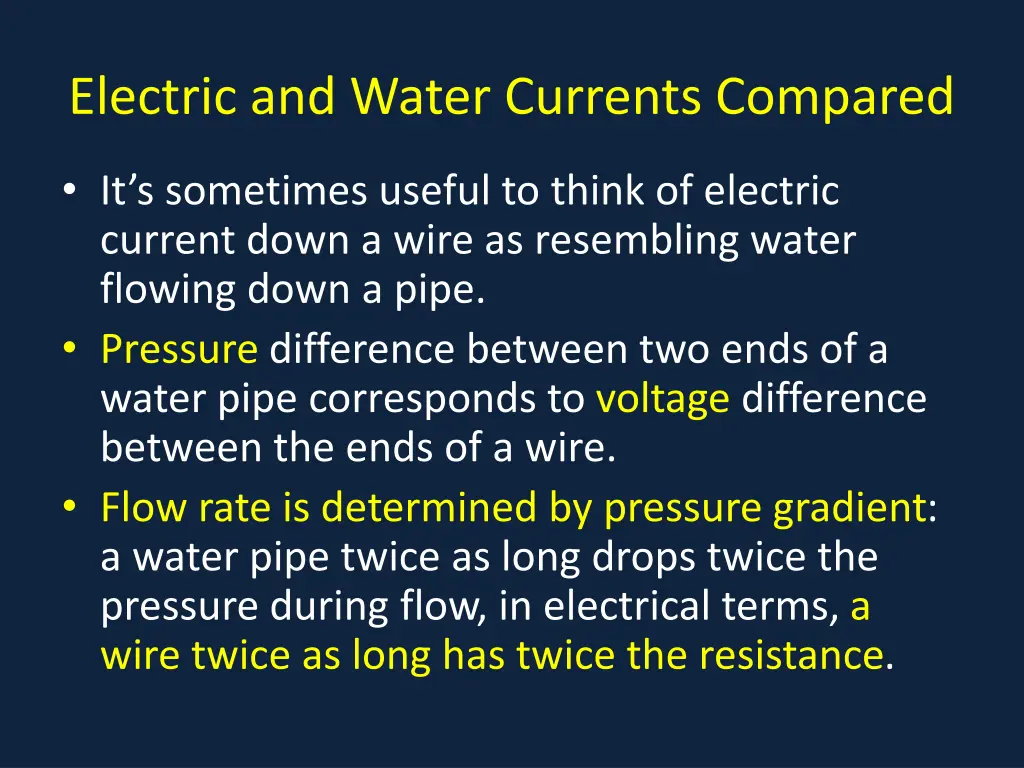 electric and water currents compared