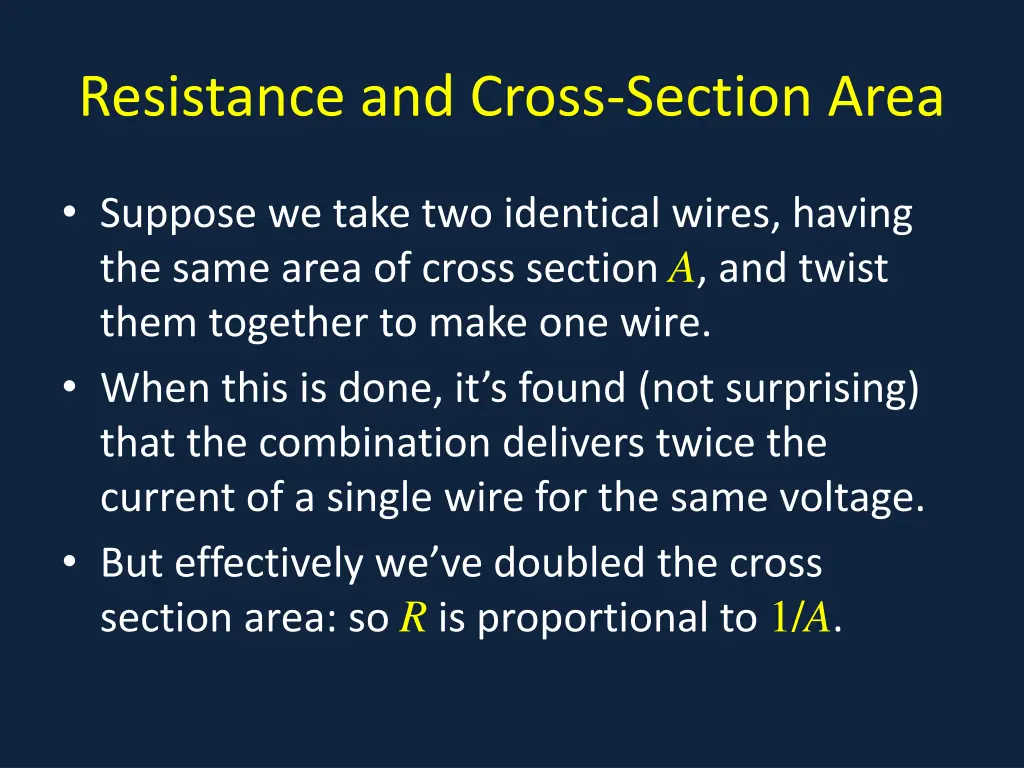 resistance and cross section area