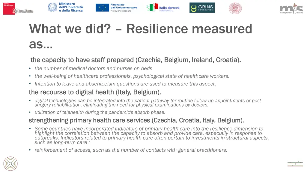 what we did resilience measured as 1