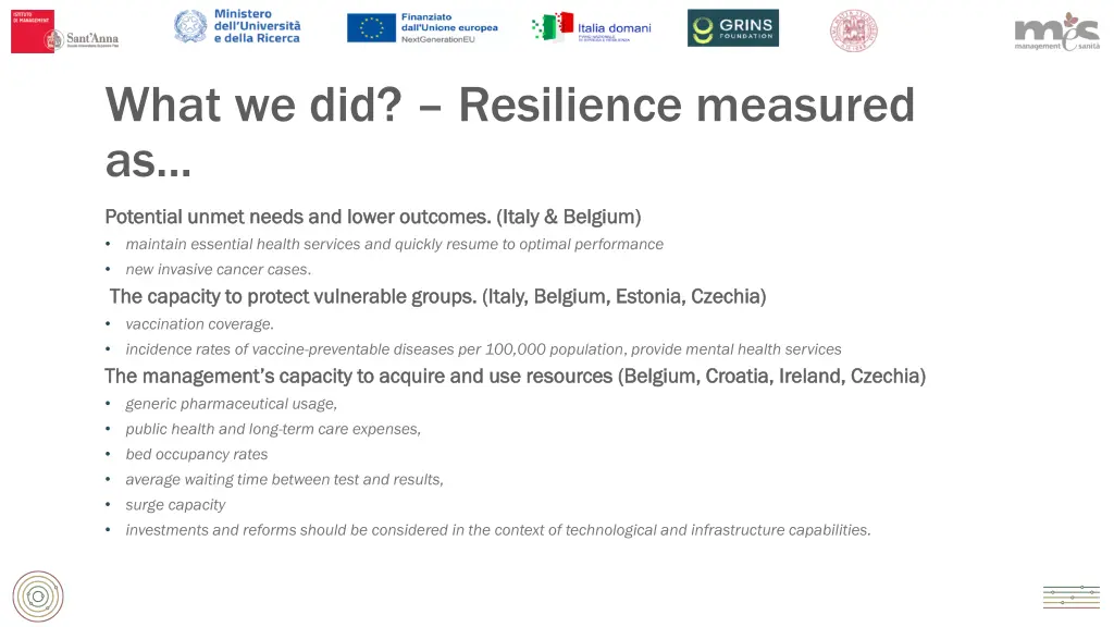 what we did resilience measured as