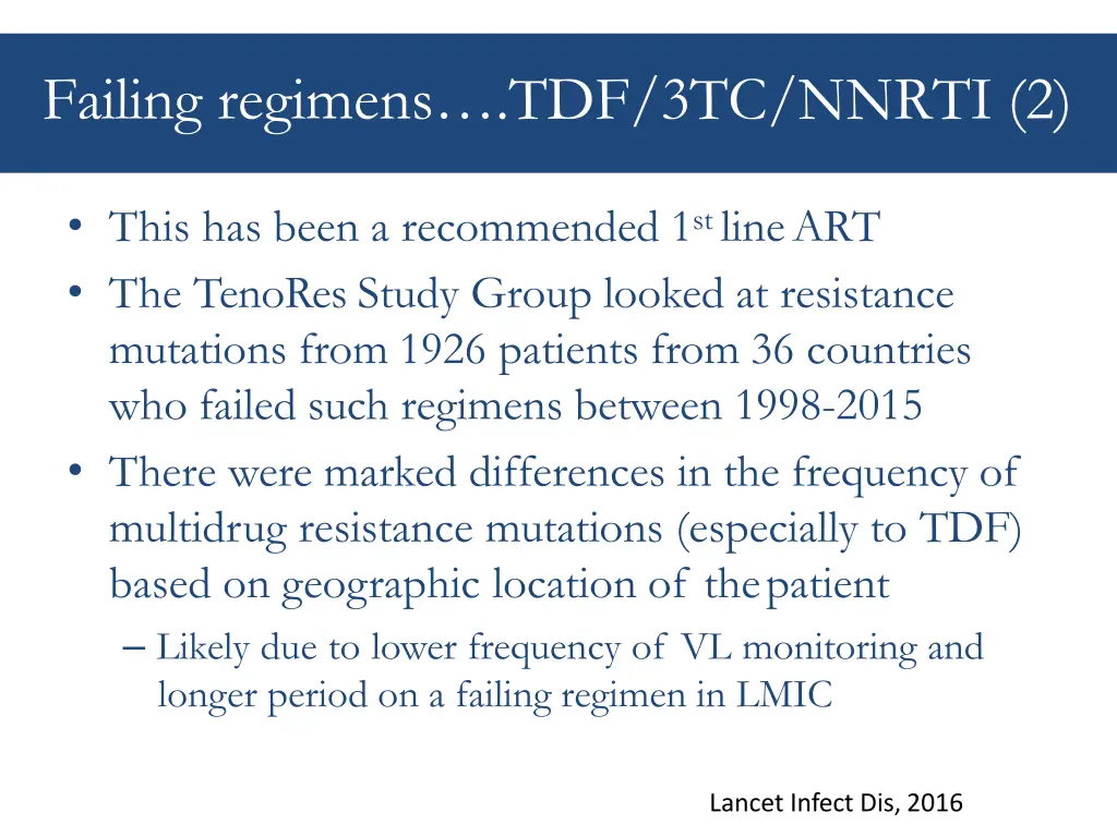 failing regimens tdf 3tc nnrti 2