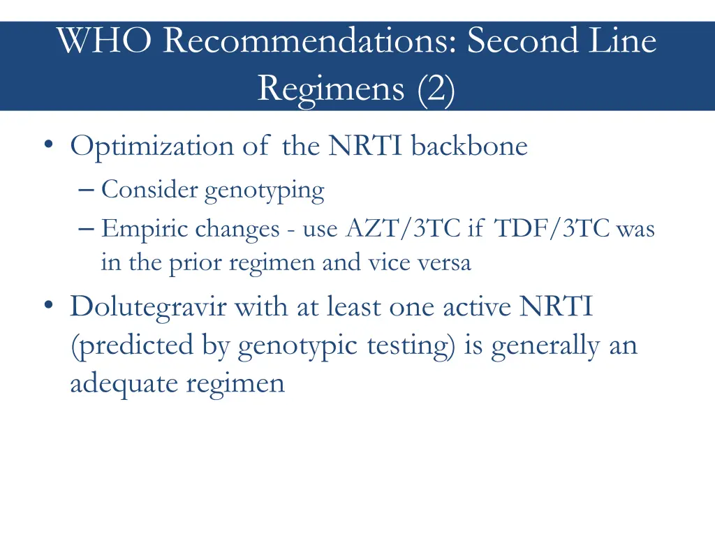 who recommendations second line regimens 2