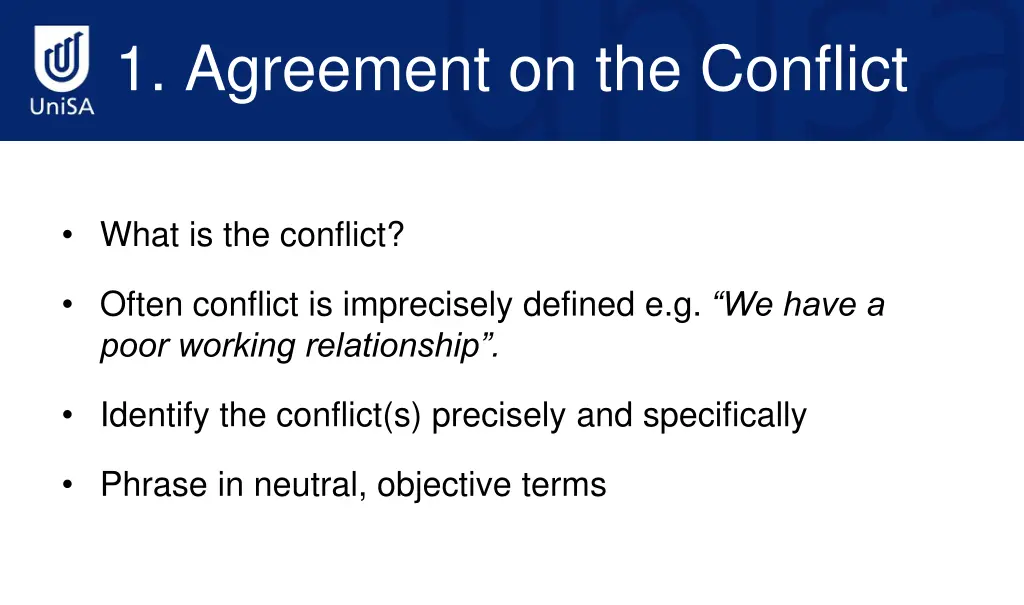 1 agreement on the conflict