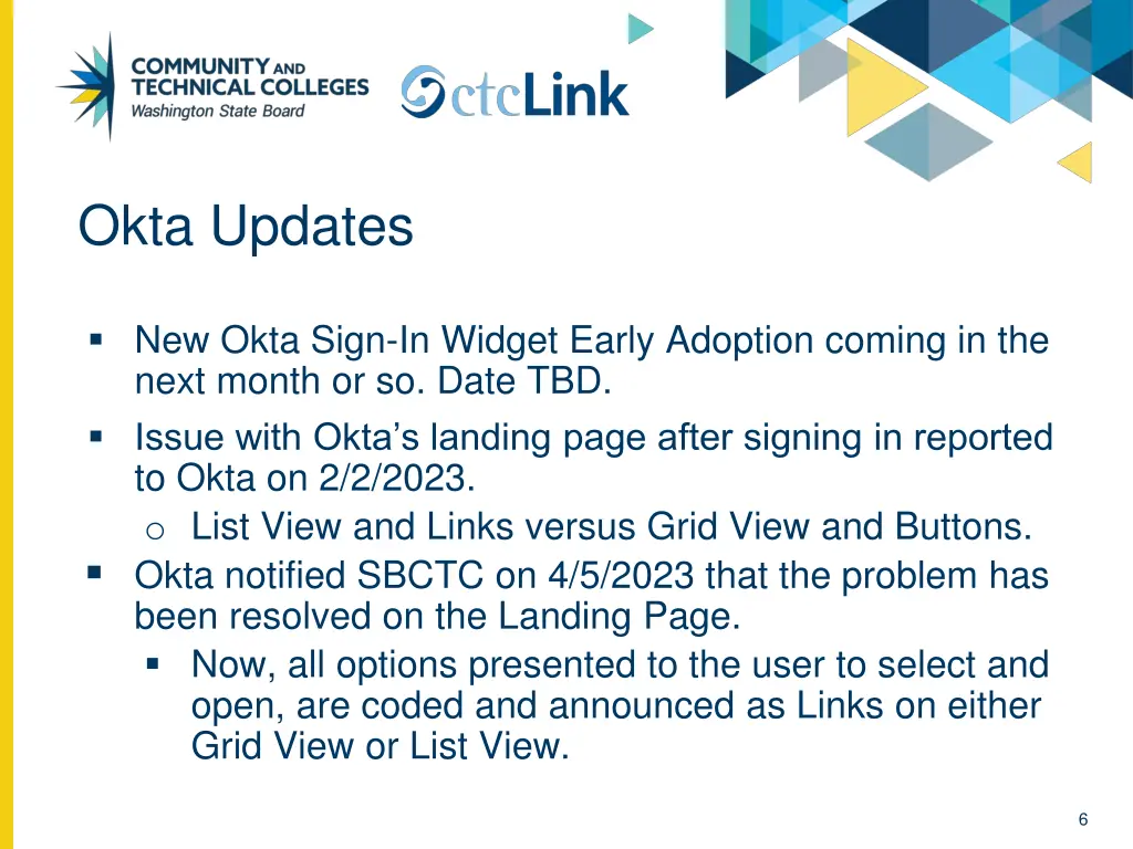 okta updates