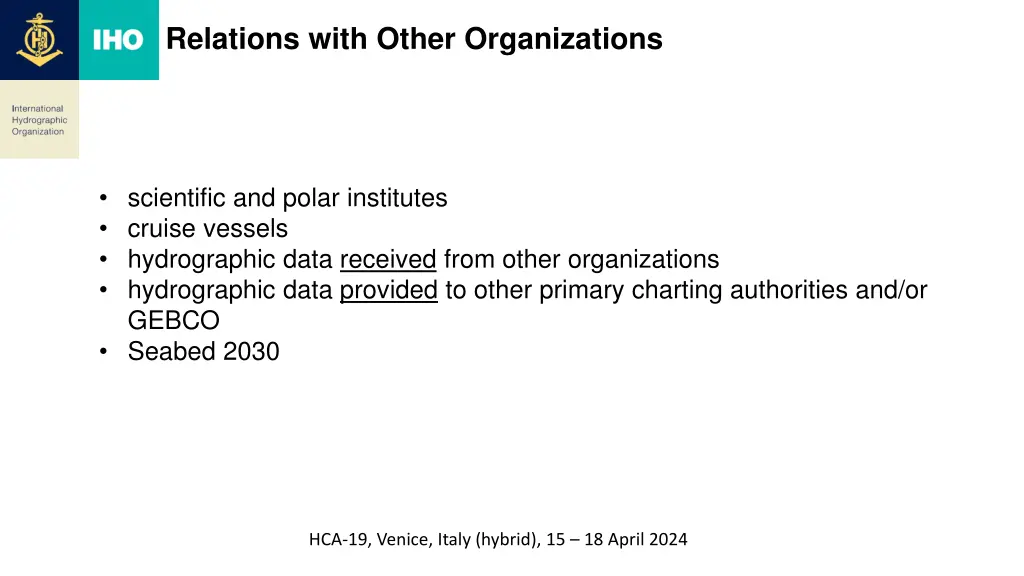 relations with other organizations