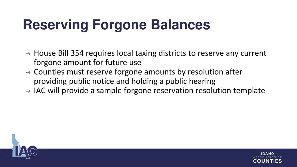 reserving forgone balances