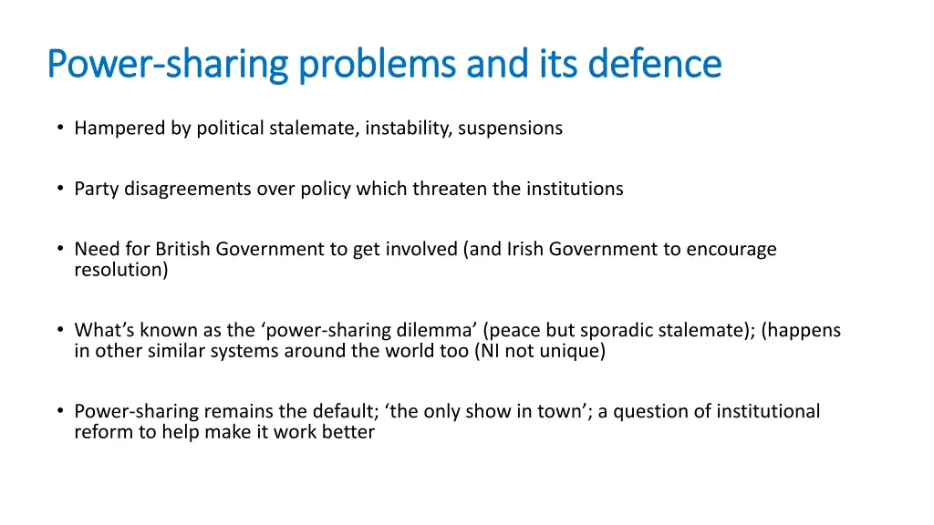 power power sharing problems and its defence