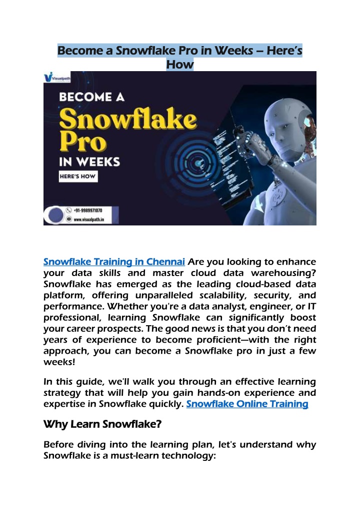 become a snowflake pro in weeks become