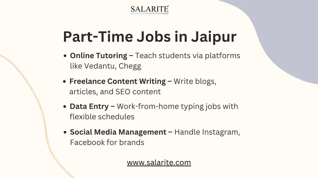 part time jobs in jaipur