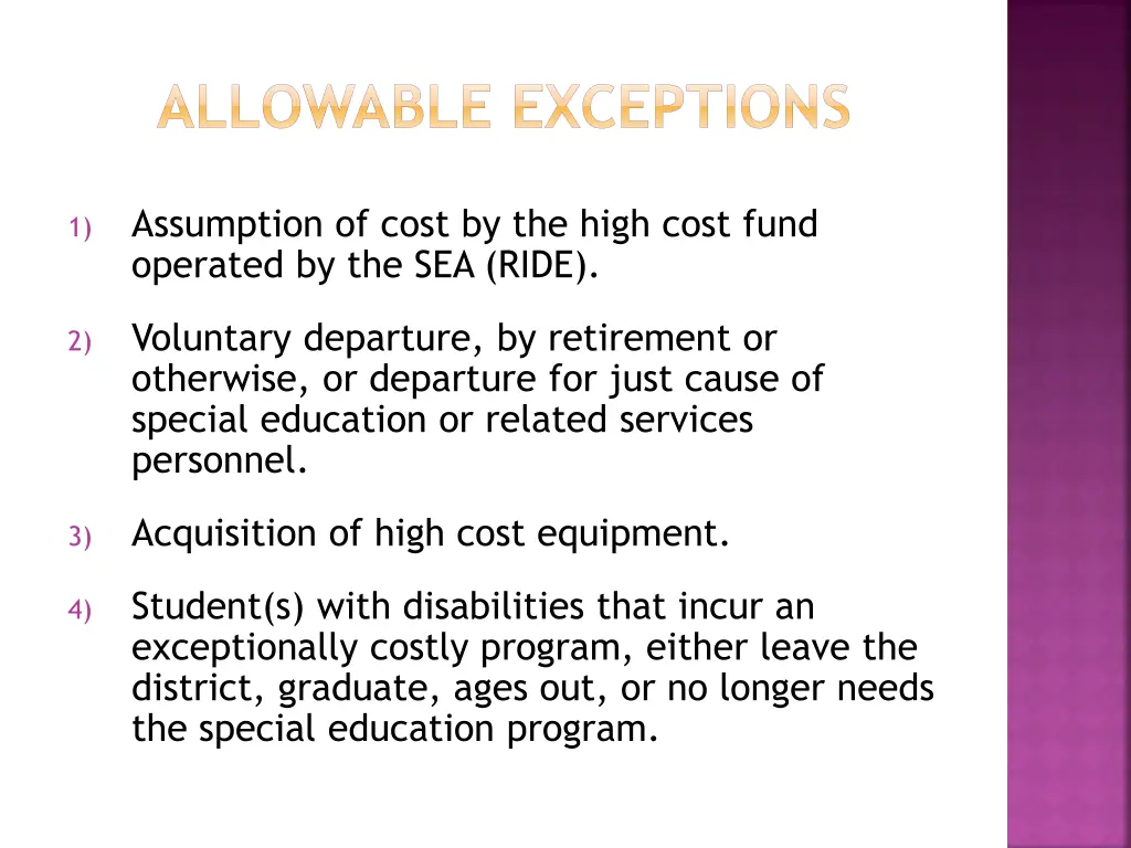 allowable exceptions