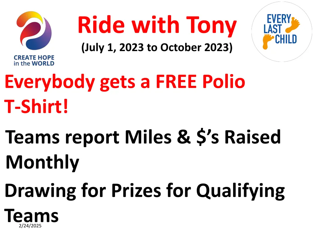 ride with tony july 1 2023 to october 2023