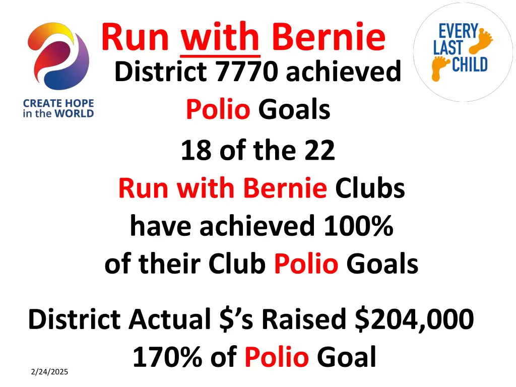 run with bernie district 7770 achieved polio