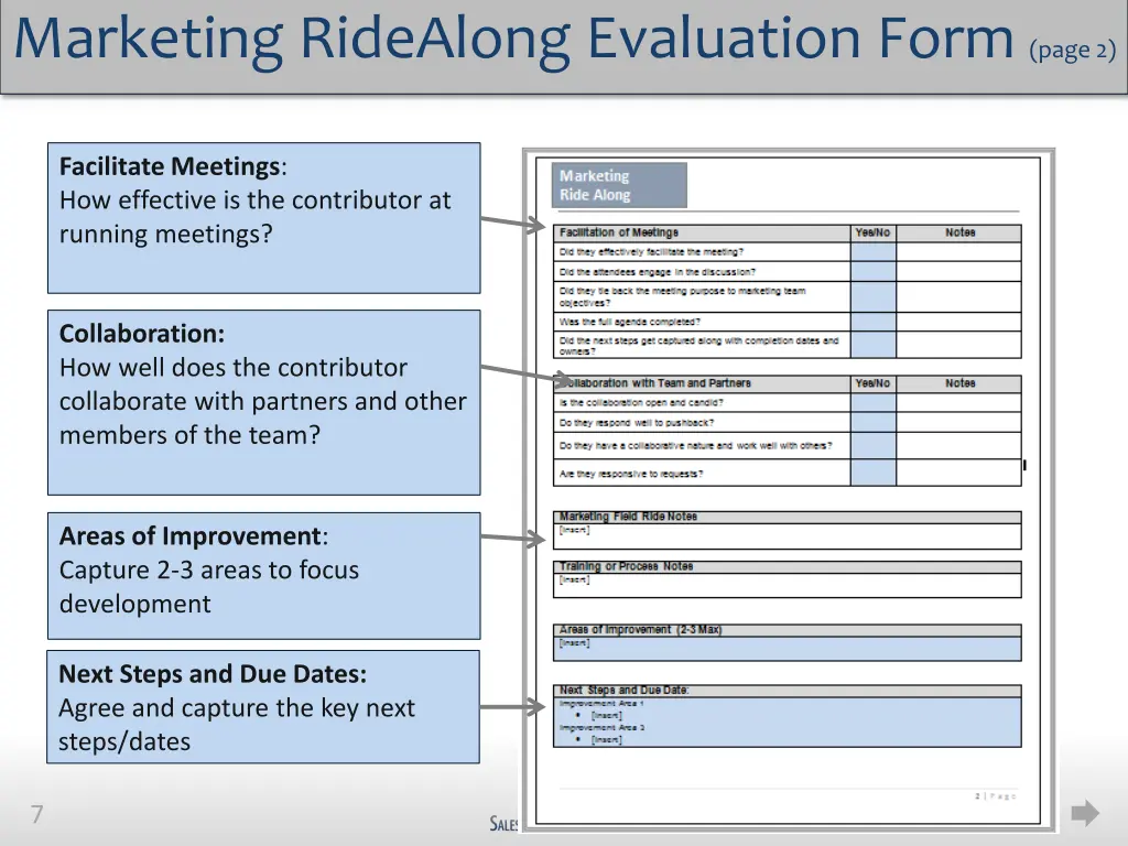 marketing ridealong evaluation form page 2