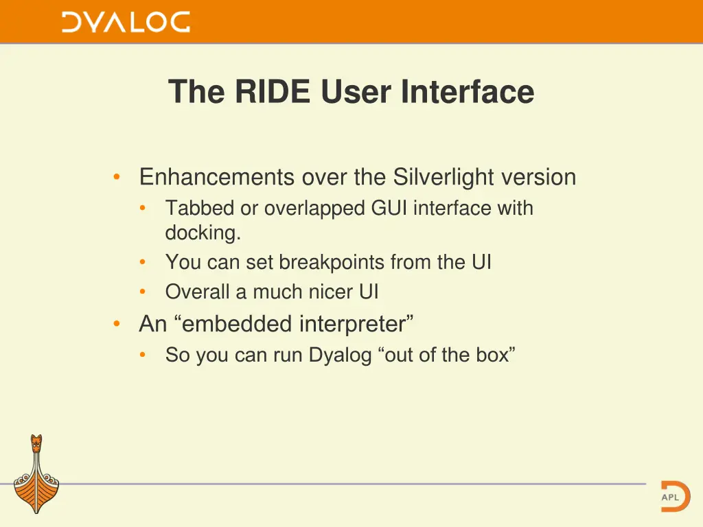 the ride user interface