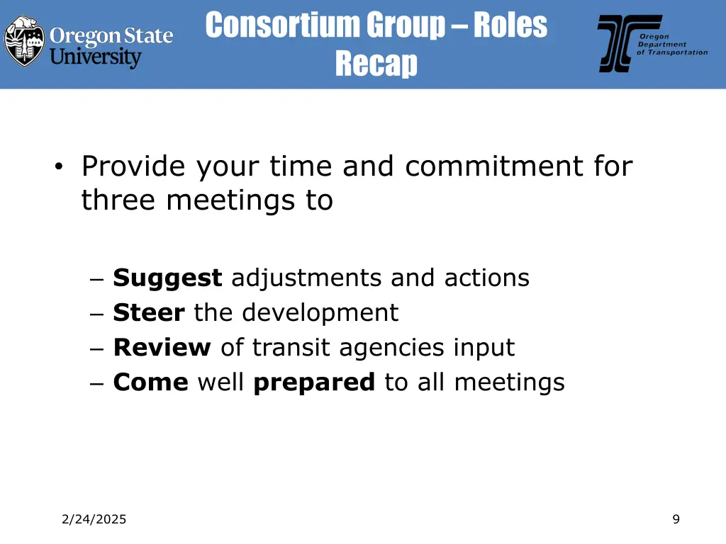 consortium group roles recap