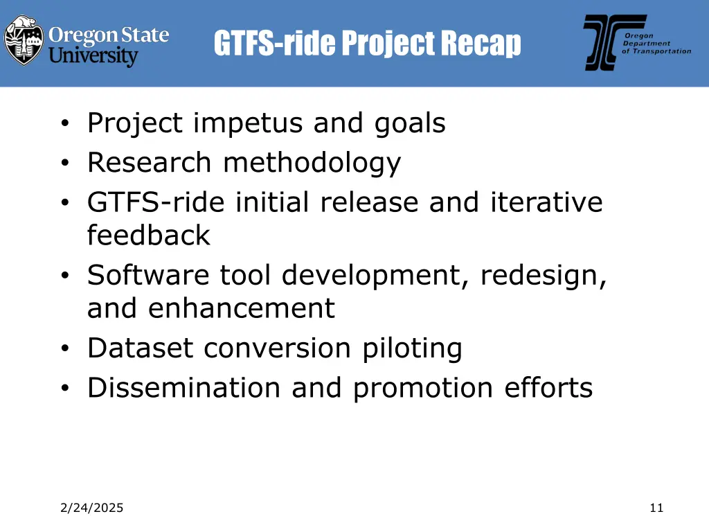 gtfs ride project recap