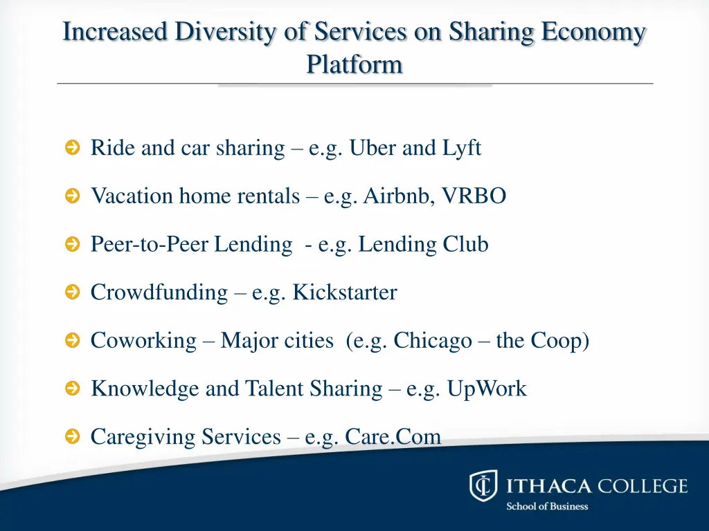 increased diversity of services on sharing