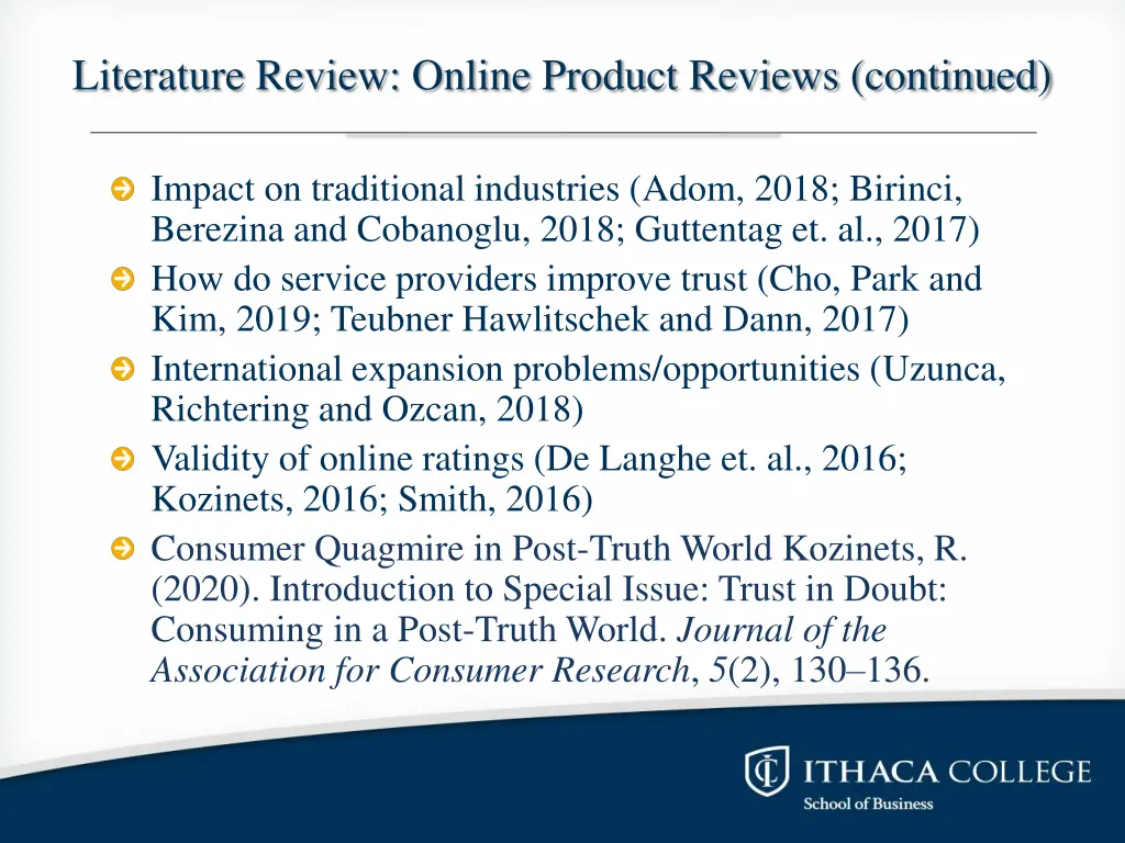 literature review online product reviews continued