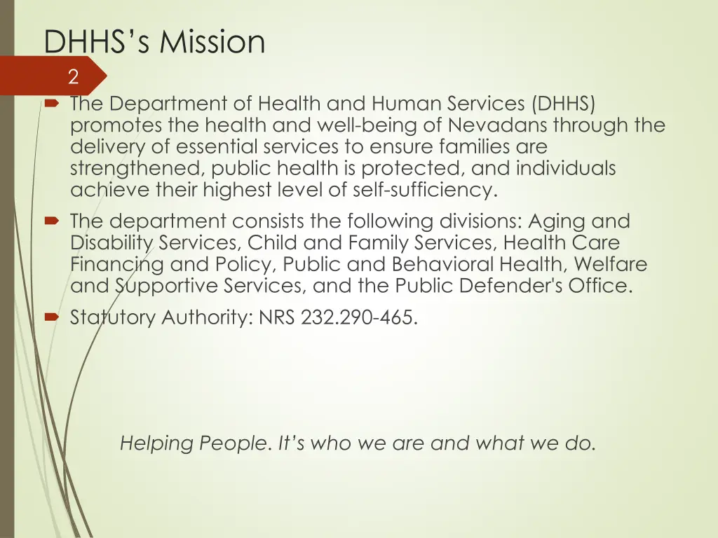 dhhs s mission 2