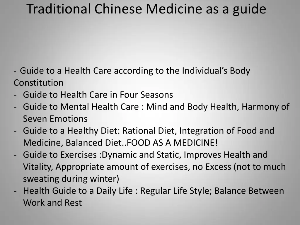 traditional chinese medicine as a guide