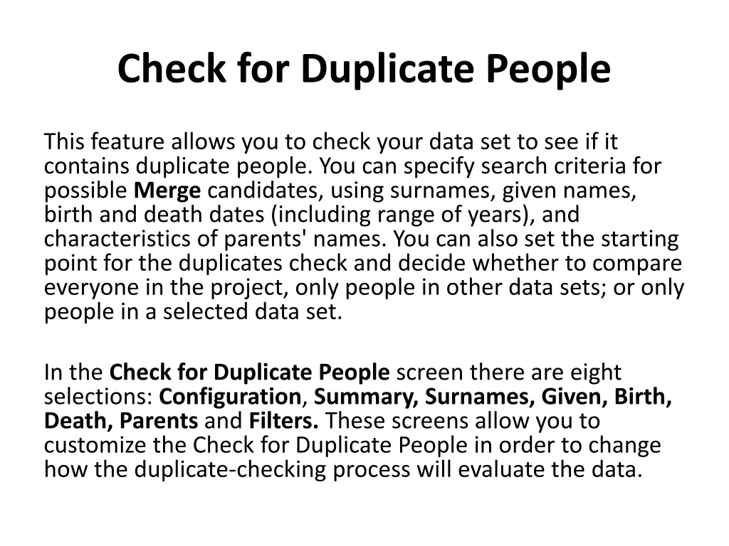 check for duplicate people