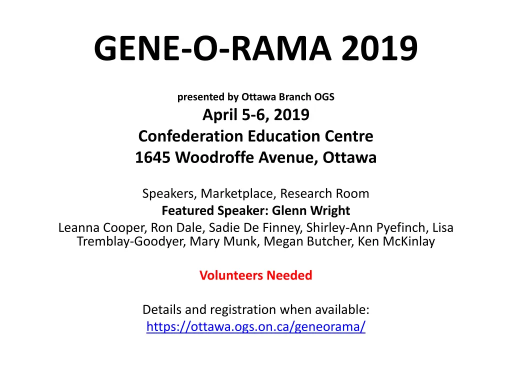 gene o rama 2019