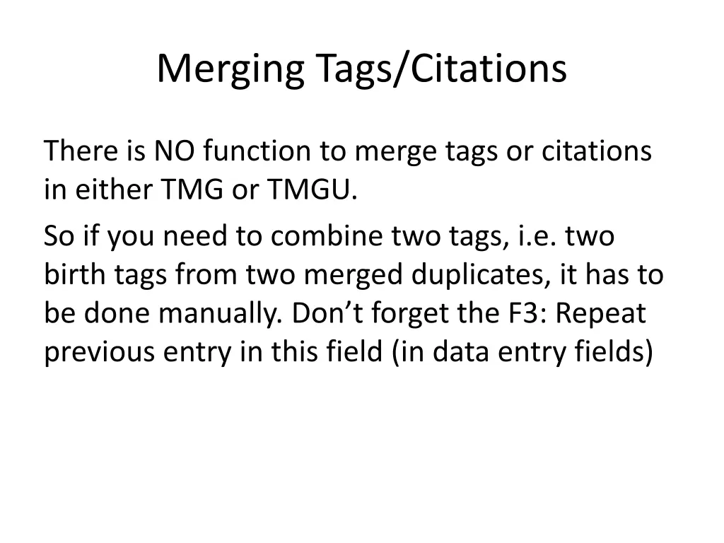 merging tags citations