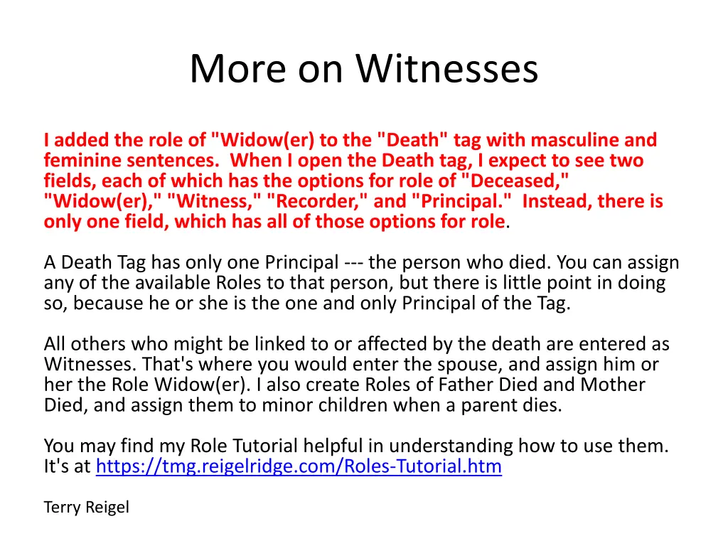 more on witnesses