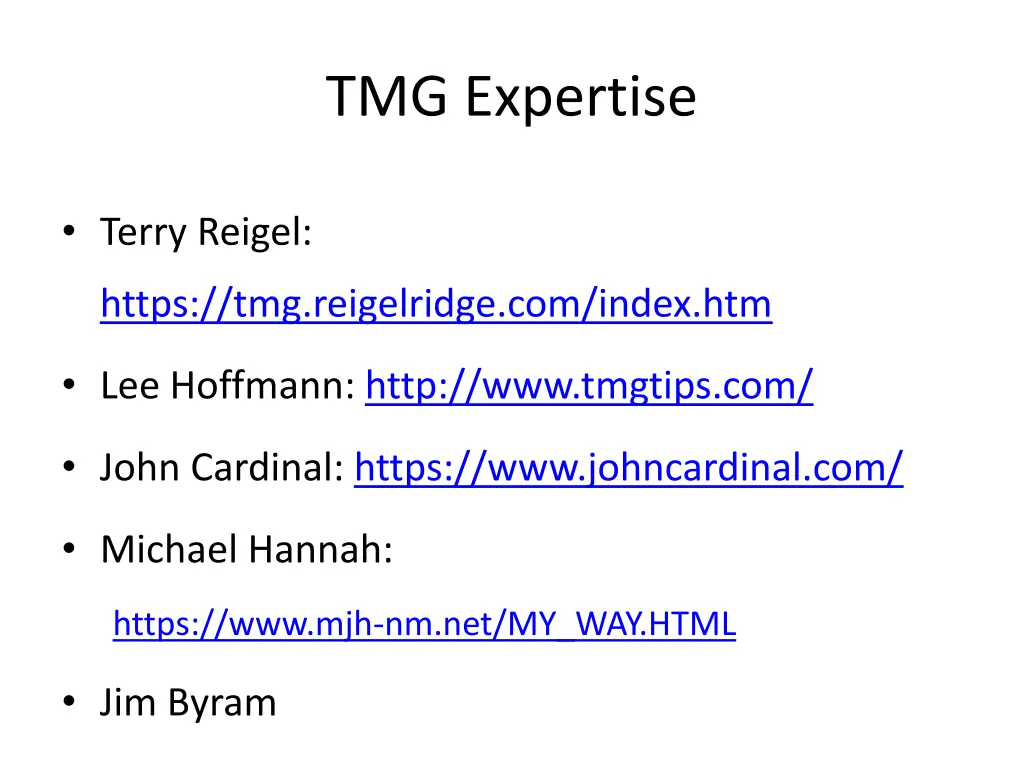 tmg expertise