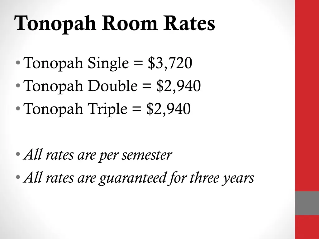 tonopah room rates