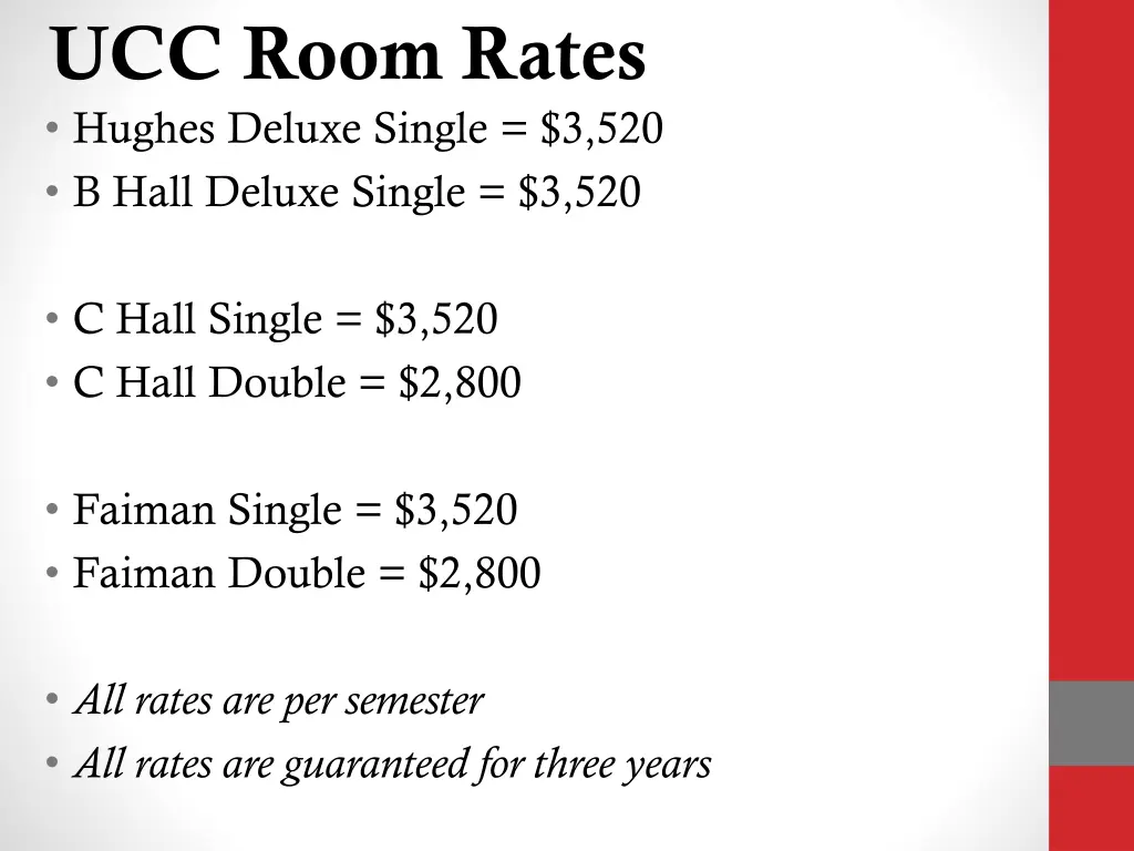 ucc room rates hughes deluxe single 3 520 b hall