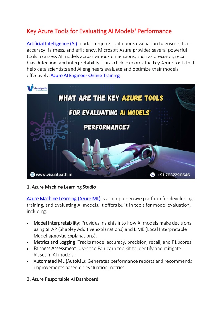 key azure tools for evaluating ai models