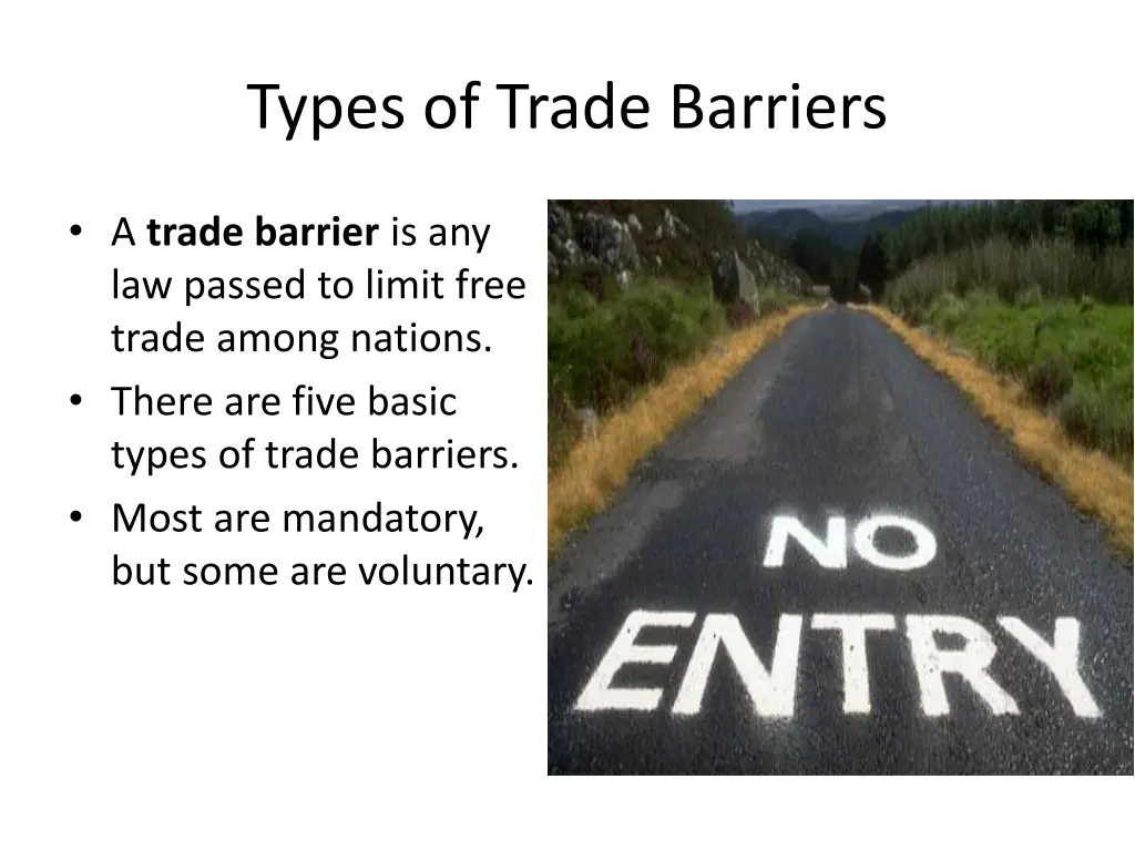types of trade barriers