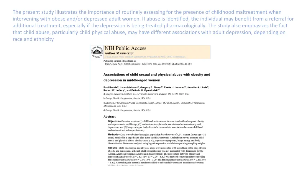 the present study illustrates the importance
