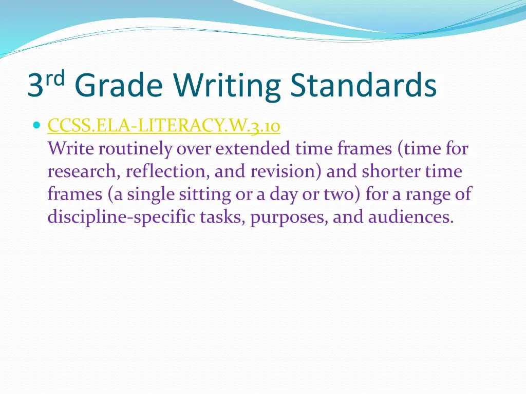 3 rd grade writing standards