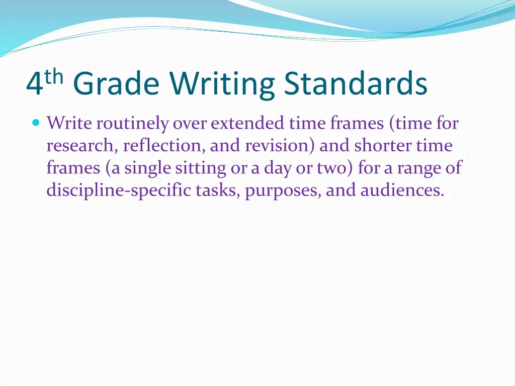 4 th grade writing standards
