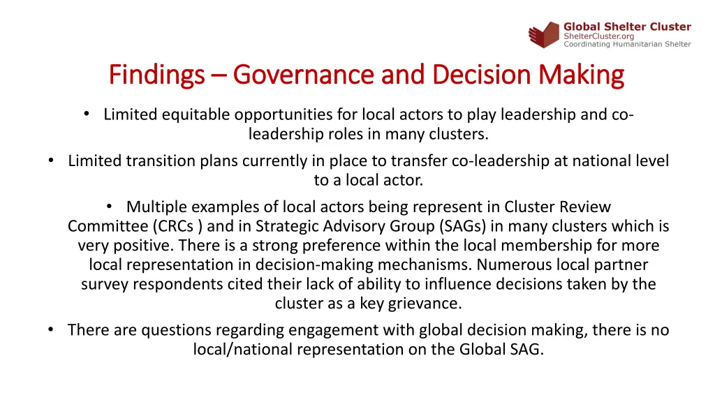 findings findings governance and decision making