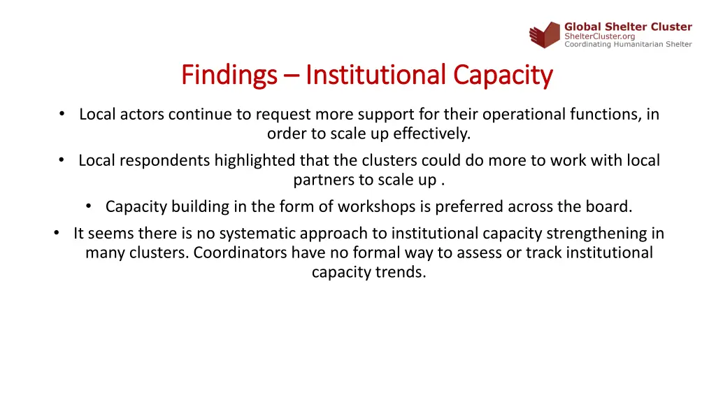 findings findings institutional capacity 1