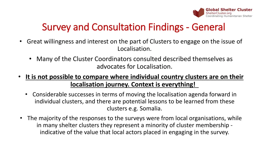 survey and consultation findings survey