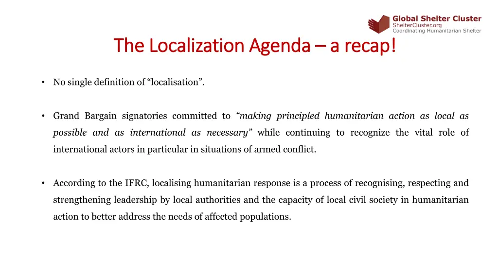 the localization agenda the localization agenda