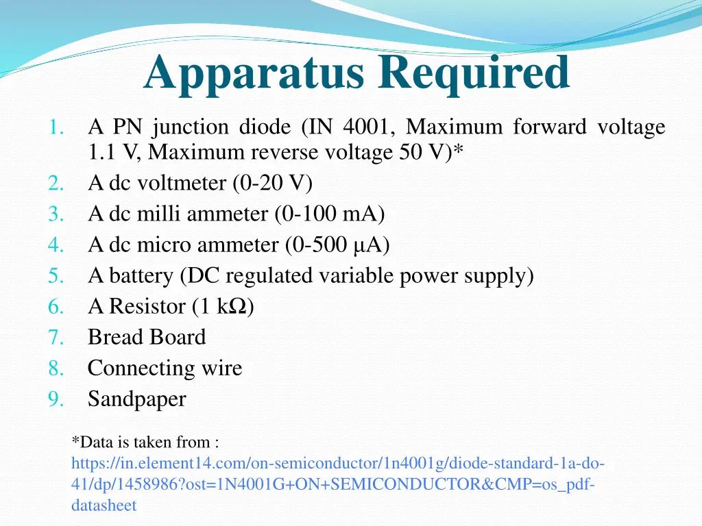 apparatus required