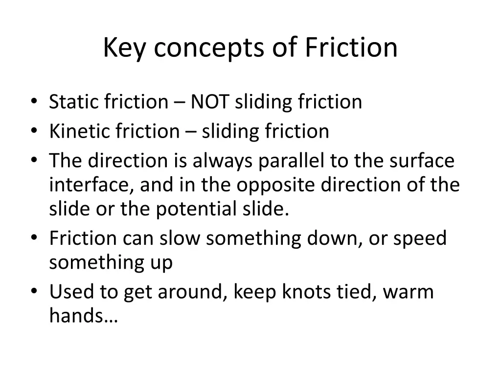 key concepts of friction
